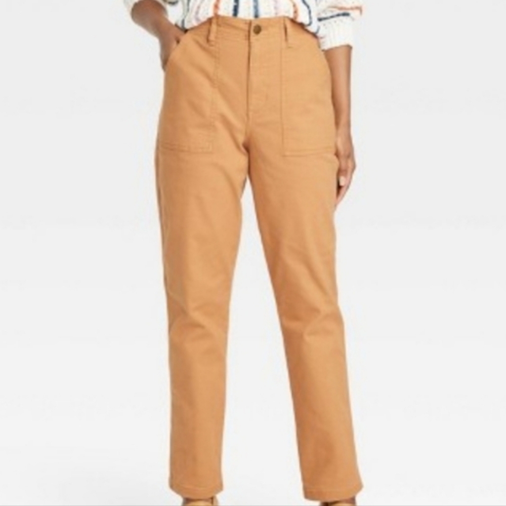 Knox Rose Dark Camel Khaki Pants Stretch Waist Women's Size Large